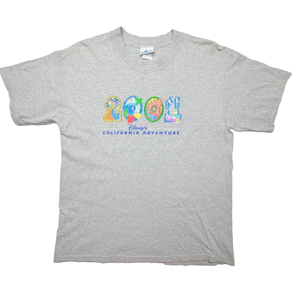 Vintage 2001 Disney California Adventure Disneyland T Shirt Mens Large Gray Y2K